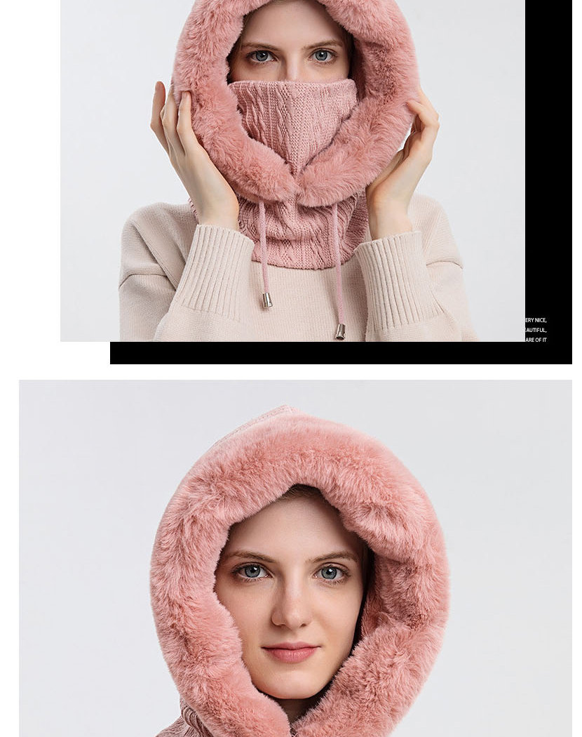 Fashion Pink Wool Knitted Scarf Hat Set,Beanies&Others