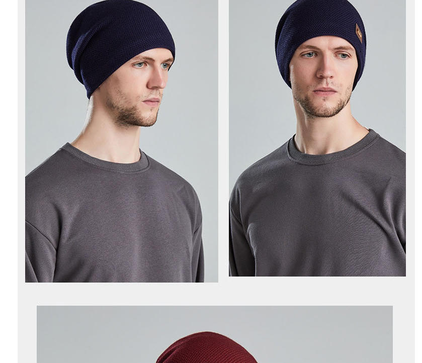 Fashion Navy Woolen Knitted Label Cap,Beanies&Others