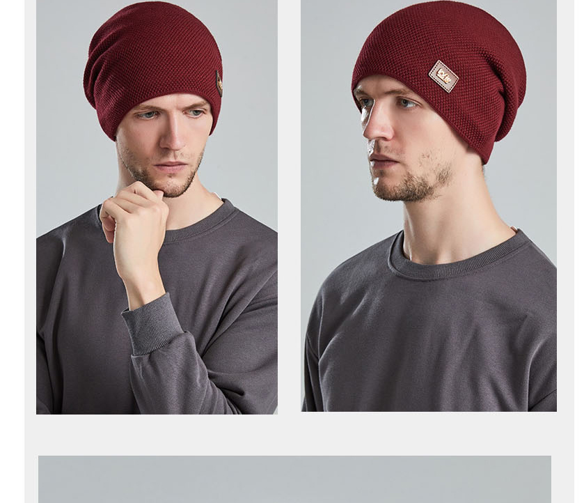 Fashion Wine Red Woolen Knitted Label Cap,Beanies&Others