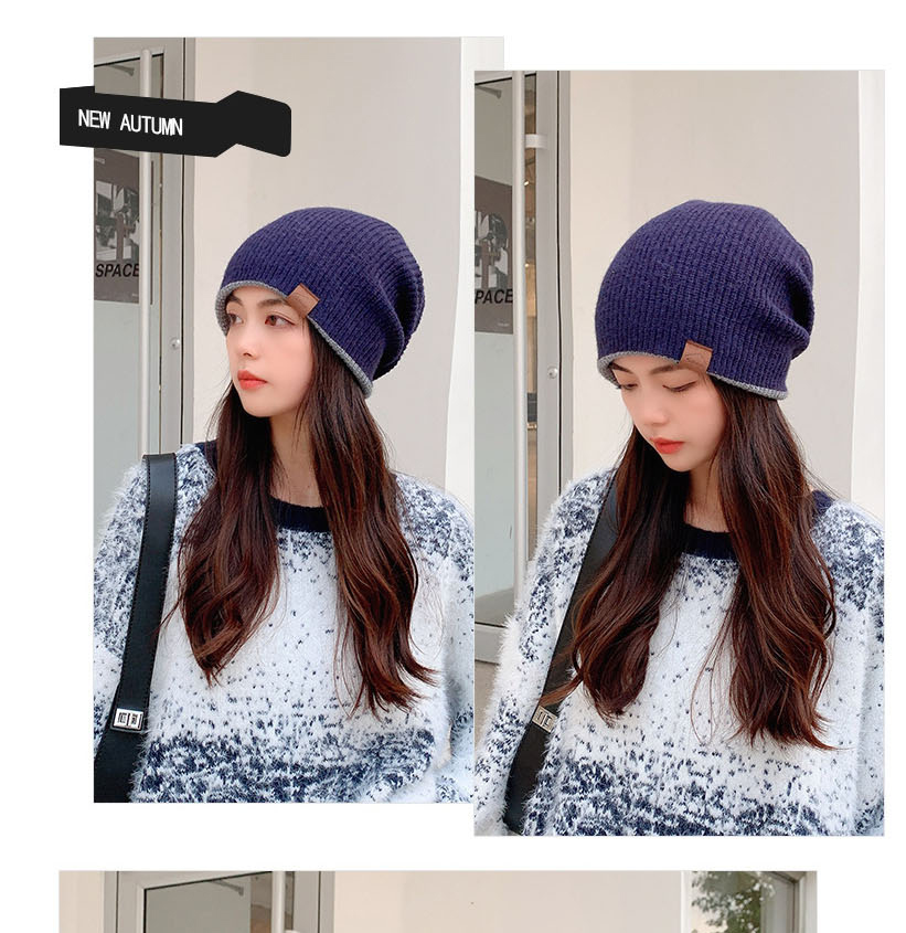 Fashion Double-sided Purple Woolen Knitted Label Double-sided Hood,Beanies&Others