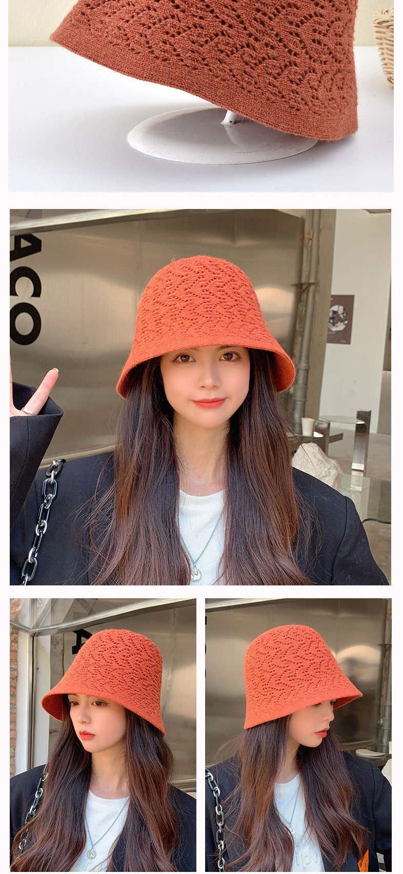 Fashion Brick Red Woolen Knitted Double-faced Fisherman Hat,Beanies&Others