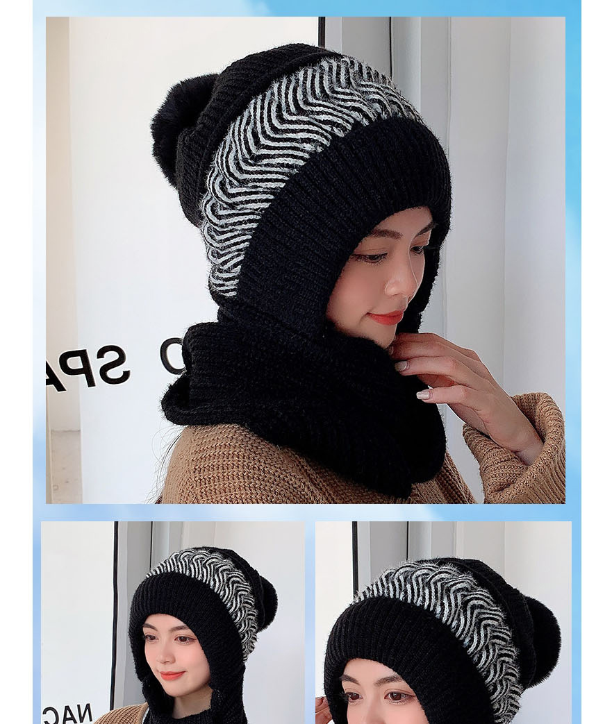 Fashion Children Black All-in-one Set Of Knitted Woolen Cap And Scarf,Beanies&Others