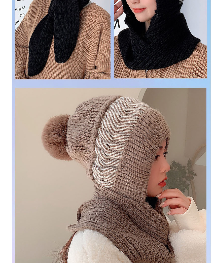 Fashion Adult Khaki Woolen Knitted Cap And Scarf All-in-one Suit,Beanies&Others