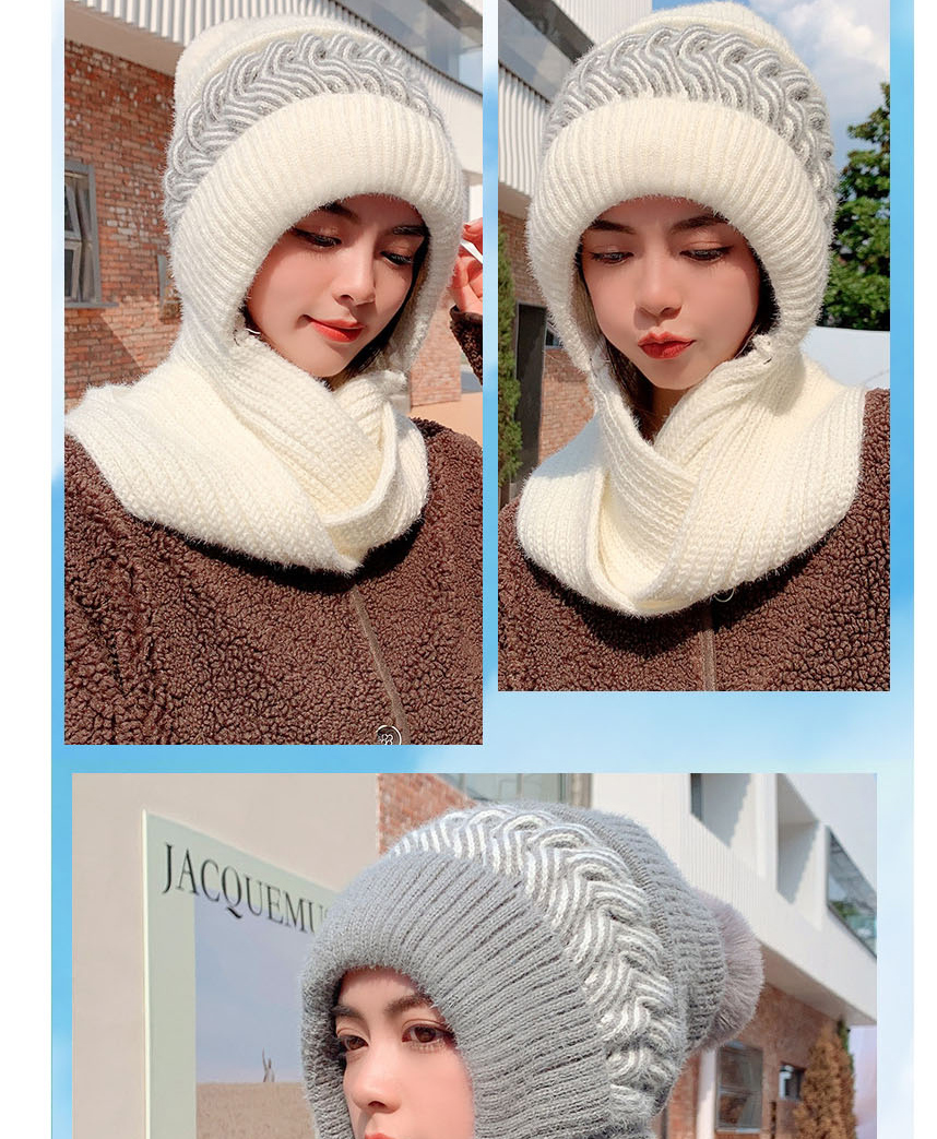 Fashion Child Khaki All-in-one Set Of Knitted Woolen Cap And Scarf,Beanies&Others