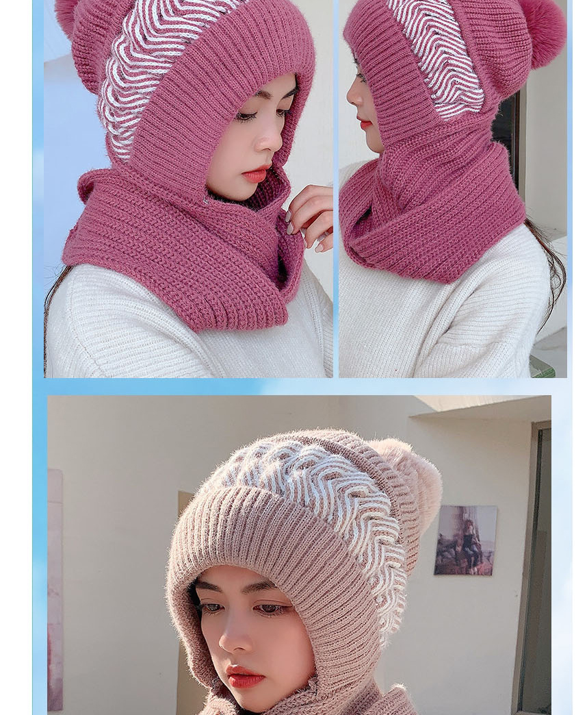 Fashion Child Gray All-in-one Set Of Knitted Woolen Cap And Scarf,Beanies&Others