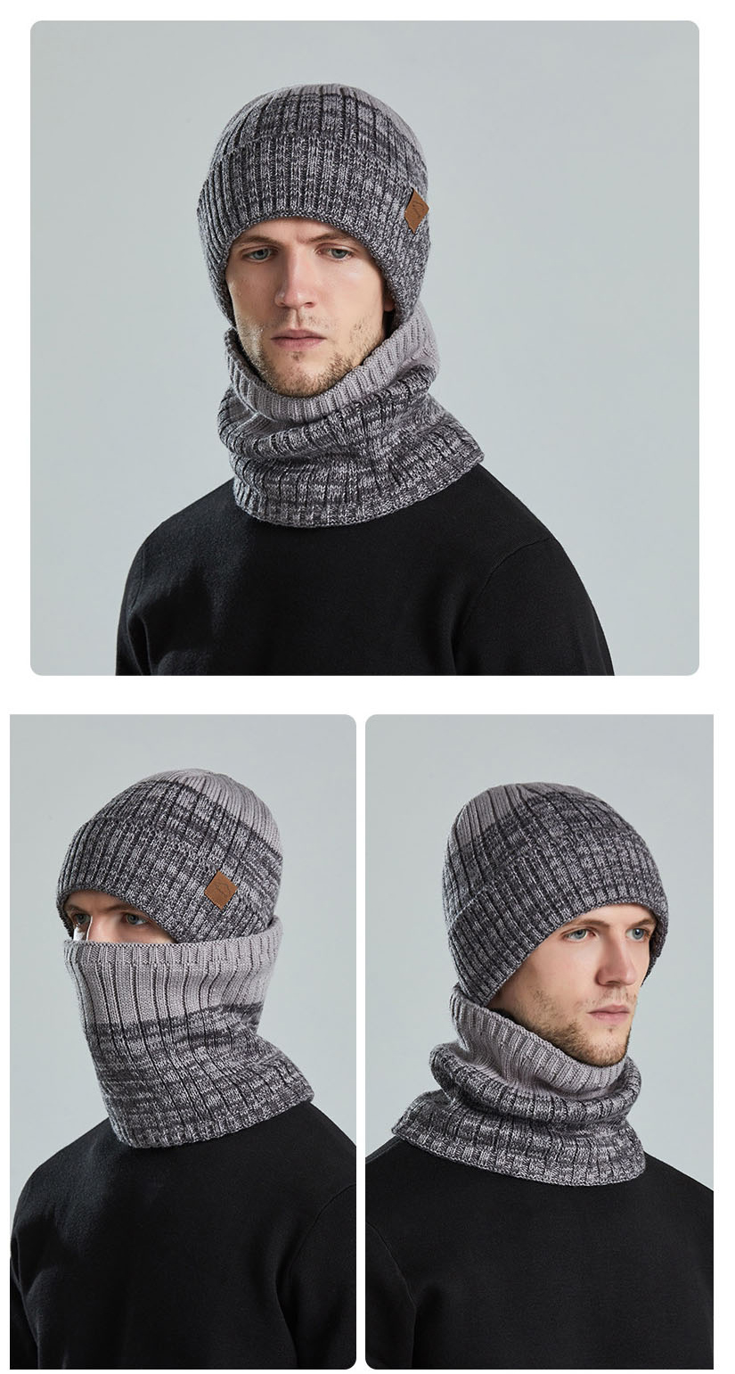 Fashion Two-color (gray) Woolen Knitted Flanging Cap And Scarf Set,Beanies&Others