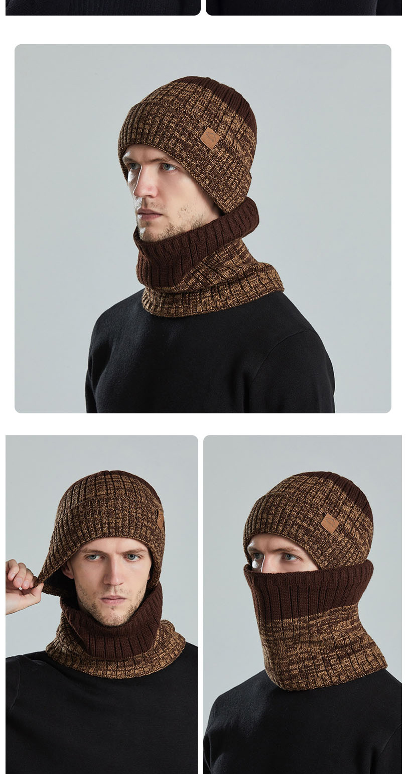 Fashion Two-color (caramel) Woolen Knitted Flanging Cap And Scarf Set,Beanies&Others
