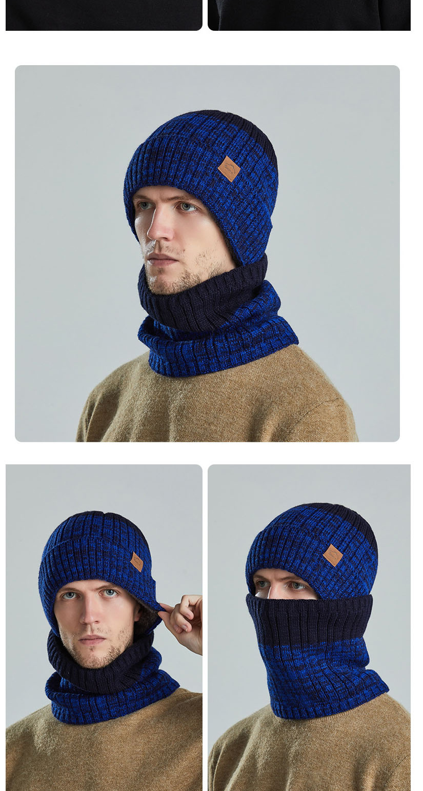 Fashion Double Color (light Blue) Woolen Knitted Flanging Cap And Scarf Set,Beanies&Others