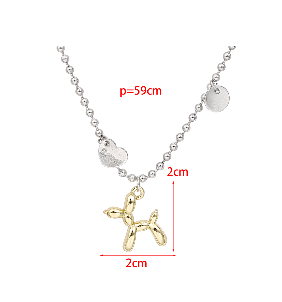 Fashion Silver Alloy Round Bead Chain Puppy Necklace,Pendants
