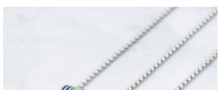 Fashion Pendant +2.4mm*60cm Long Wave Bead Chain Titanium Steel Cylindrical Six-color Rainbow Necklace,Necklaces