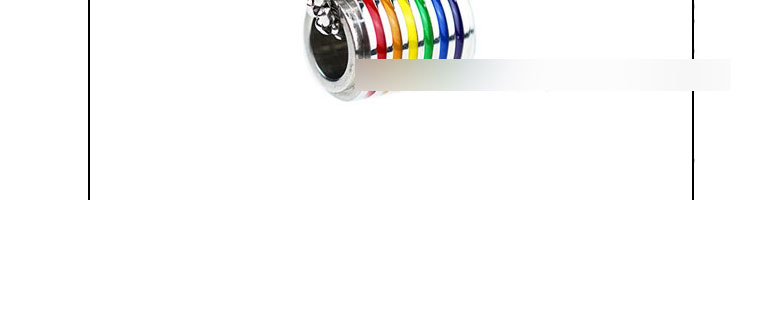 Fashion Black Pendant + Black Cross Chain Titanium Steel Cylindrical Six-color Rainbow Necklace,Necklaces