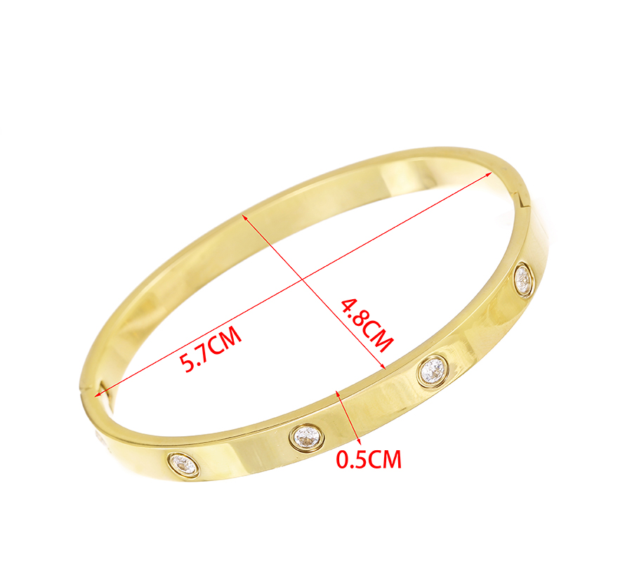 Fashion Gold Titanium Steel Inlaid Zirconium Geometric Bracelet,Bracelets