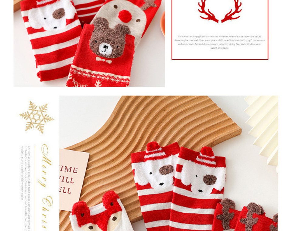 Fashion A Boxed Little Fox Christmas Print Knit Socks,Fashion Socks