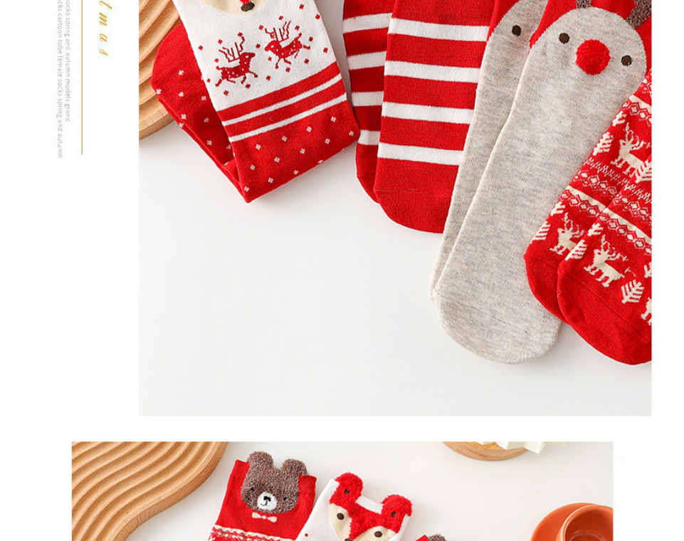 Fashion C Type Boxed Santa Christmas Print Knit Socks,Fashion Socks