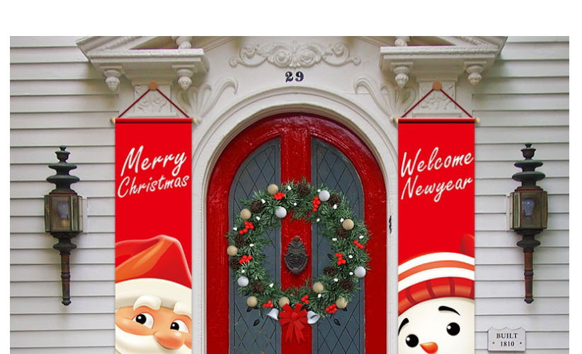 Fashion Christmas Newyear [pair Christmas Oxford Cloth Santa Claus Couplet Pull Flag,Festival & Party Supplies