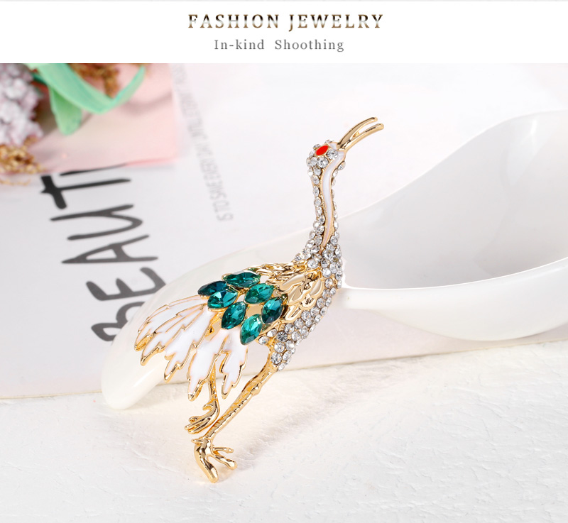 Fashion Gold Color Alloy Diamond Egret Brooch,Korean Brooches