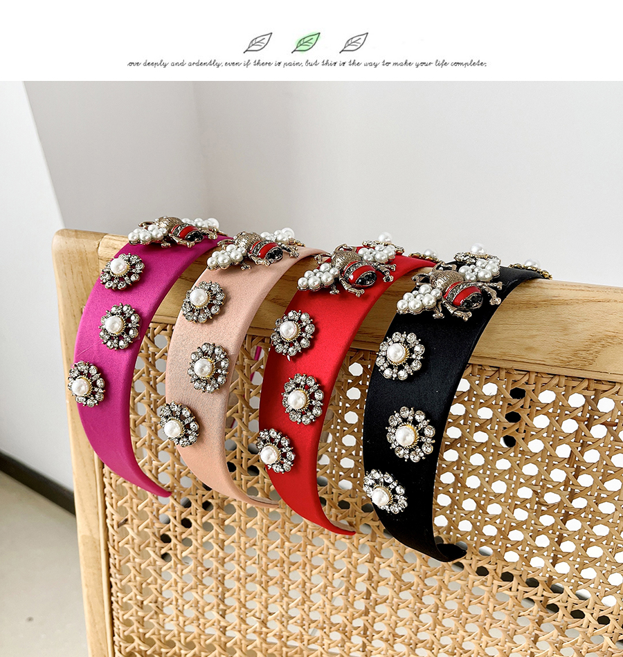 Fashion Pink Fabric Alloy Diamond-studded Insect Headband,Head Band