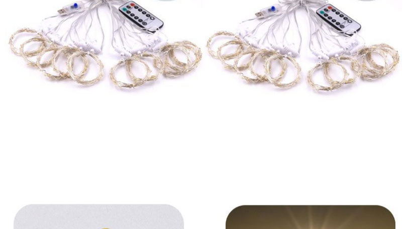 Fashion Usb+remote Control Flat Light Without Hook Color-hard Wire Curtain Light-3*1m 100 Lights Led Copper Wire Usb Remote Control Curtain Light (with Electronics),Home Decor
