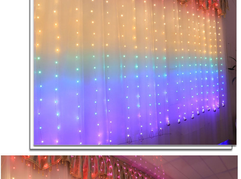 Fashion Rainbow Color Series (hook Type) Convex Lamp-hard Wire Curtain Lamp-3*2.8m 280 Lamp-usb Eight Functions + Remote Control Led Copper Wire Usb Remote Control Curtain Light String (with Electronics),Home Decor