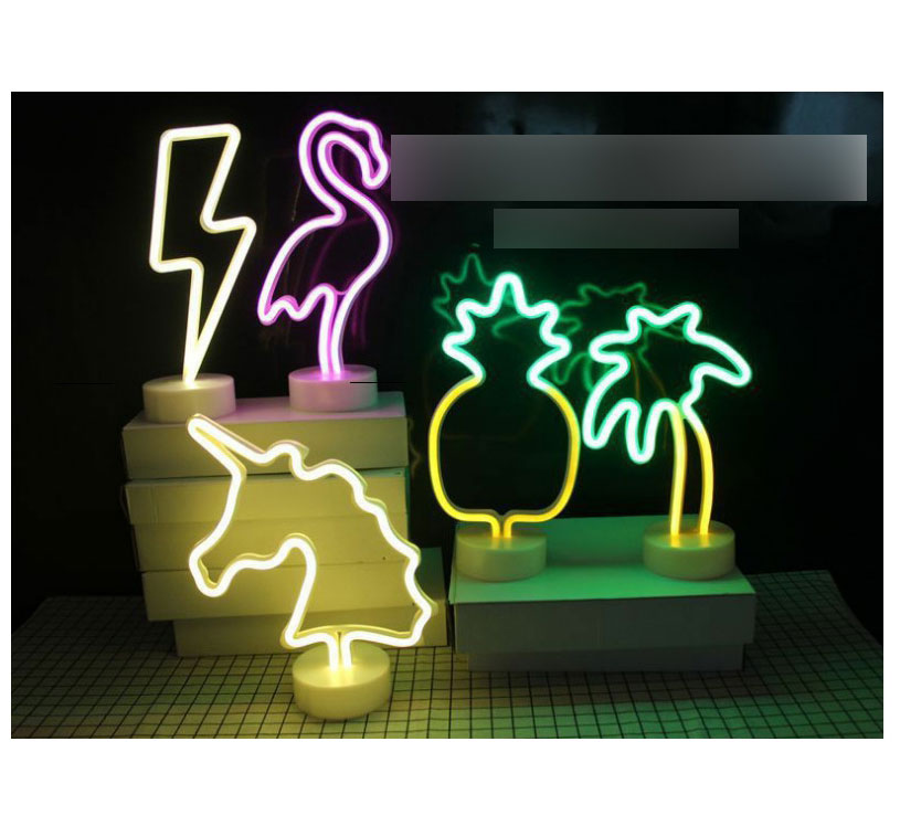 Fashion Green Cactus Dual-use Desktop Moon Flamingo Pineapple Neon Light (with Electronics),Home Decor