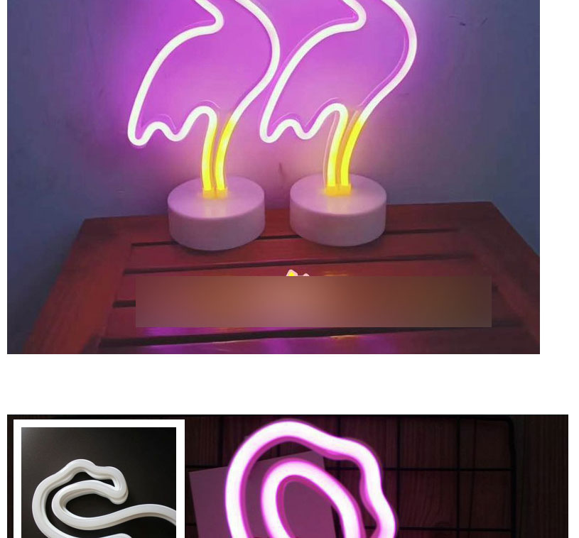 Fashion Pink Flamingo Dual-use Desktop Moon Flamingo Pineapple Neon Light (with Electronics),Home Decor