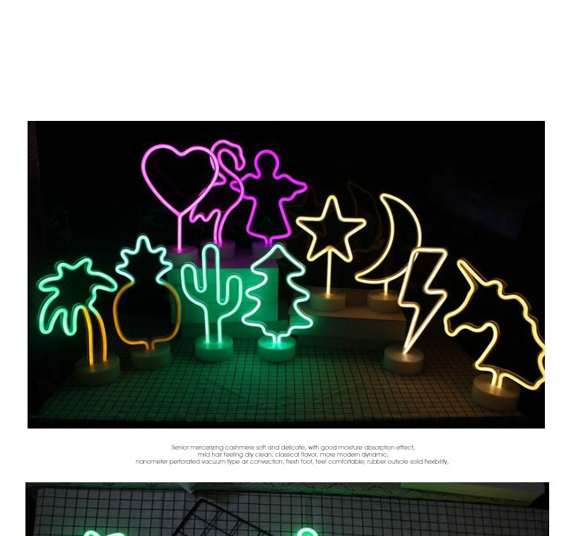 Fashion Bat Single Use Desktop Moon Flamingo Pineapple Neon Light (with Electronics),Home Decor