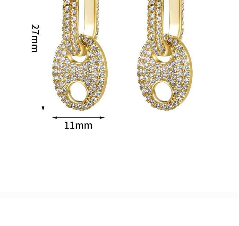 Fashion Gold Gold-plated Copper Inlaid Zirconium Pig Nose Ear Ring,Earrings