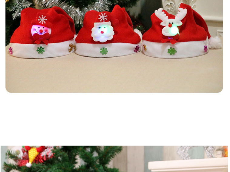 Fashion Glowing Cartoon Head (children And Elderly) Three-dimensional Santa Claus Elk Luminous Hood,Beanies&Others