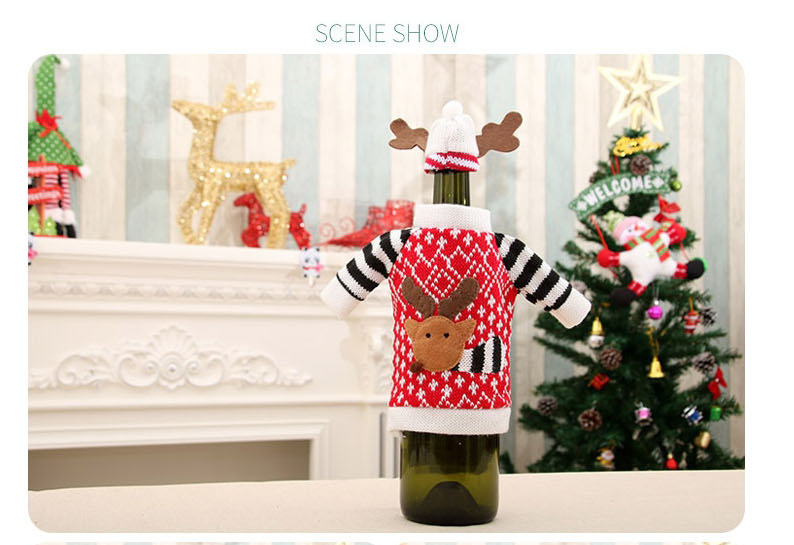 Fashion W1 Sweater Deer Wine Set Christmas Elk Print Wine Bottle Cooler,Festival & Party Supplies