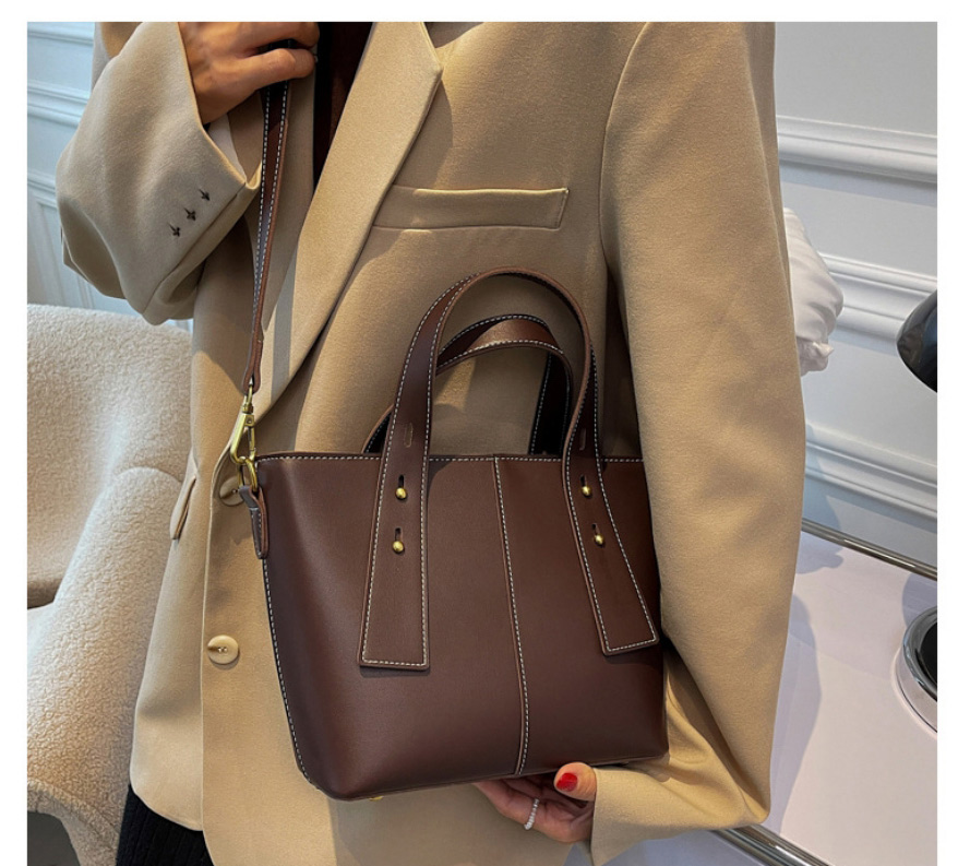 Fashion Brown Pu Portable Large-capacity Shoulder Bag,Messenger bags