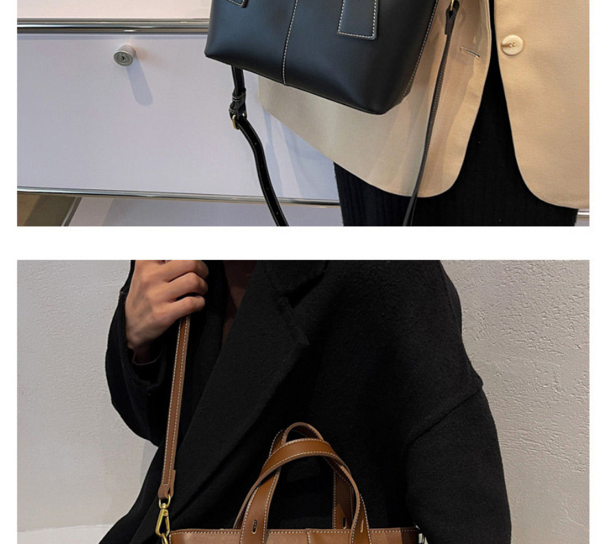Fashion Brown Pu Portable Large-capacity Shoulder Bag,Messenger bags