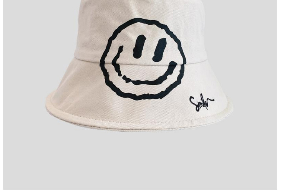 Fashion Beige Cotton Smiley Letter Fisherman Hat,Beanies&Others