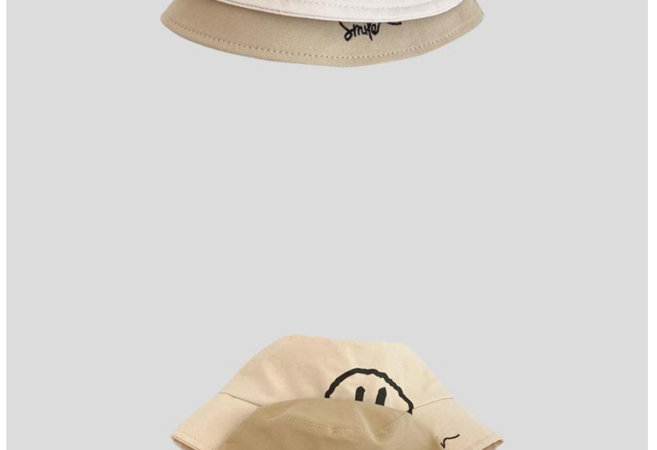 Fashion Khaki Cotton Smiley Letter Fisherman Hat,Beanies&Others