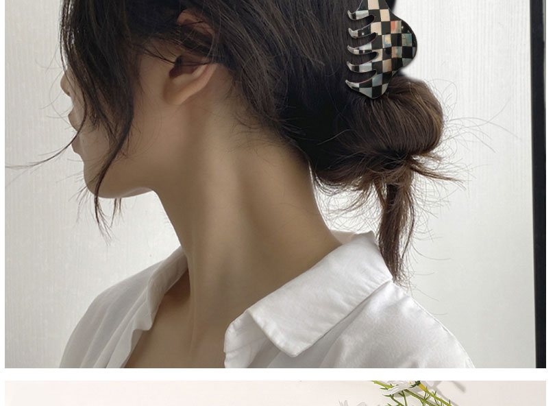 Fashion Black Square-large Square Acetate Checkered Geometry Clamp,Hair Claws