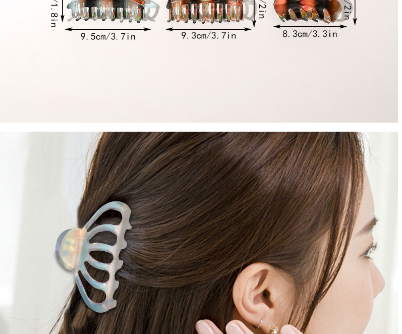 Fashion Gradient Orange-semicircle Acetate Hairpin Gradient Color Geometric Grabbing Clip,Hair Claws