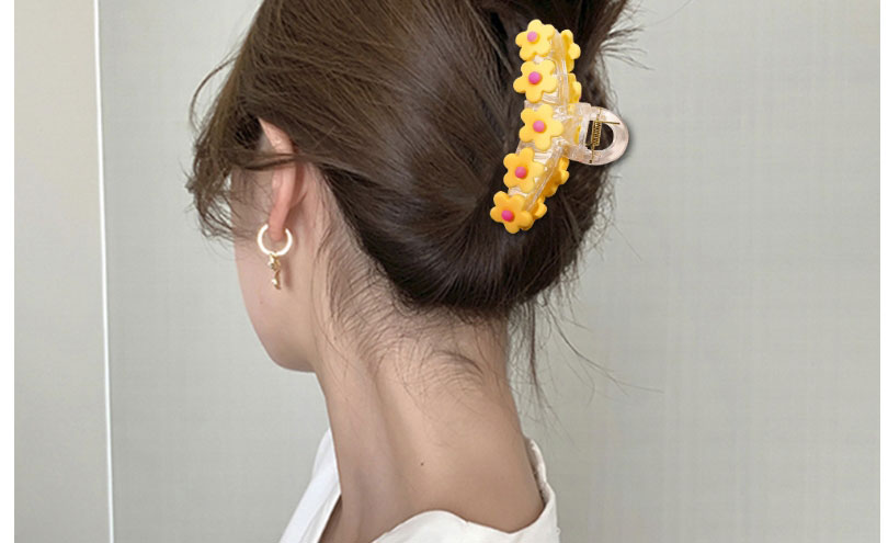 Fashion Yellow Acrylic Five-flower Clip,Hair Claws