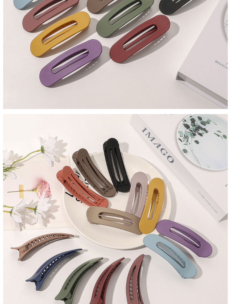 Fashion Medium Small Coffee Frosted Word Duckbill Clip,Hairpins