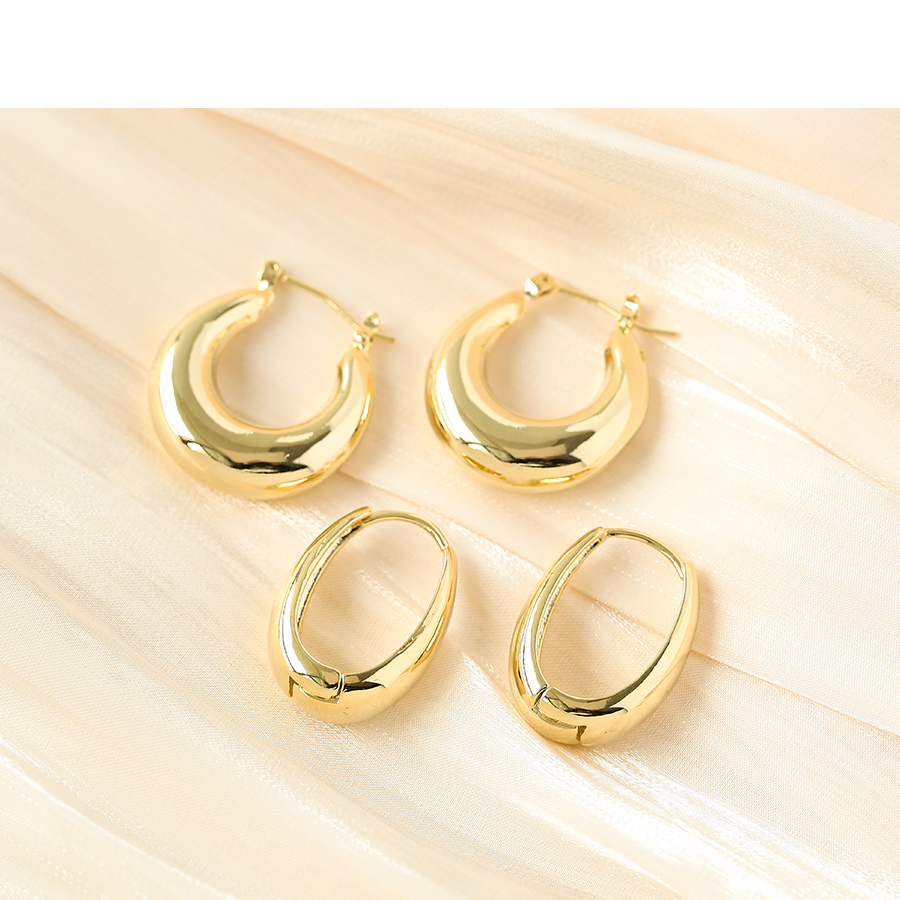 Fashion Glossy Copper Geometric U-shaped Earrings,Earrings