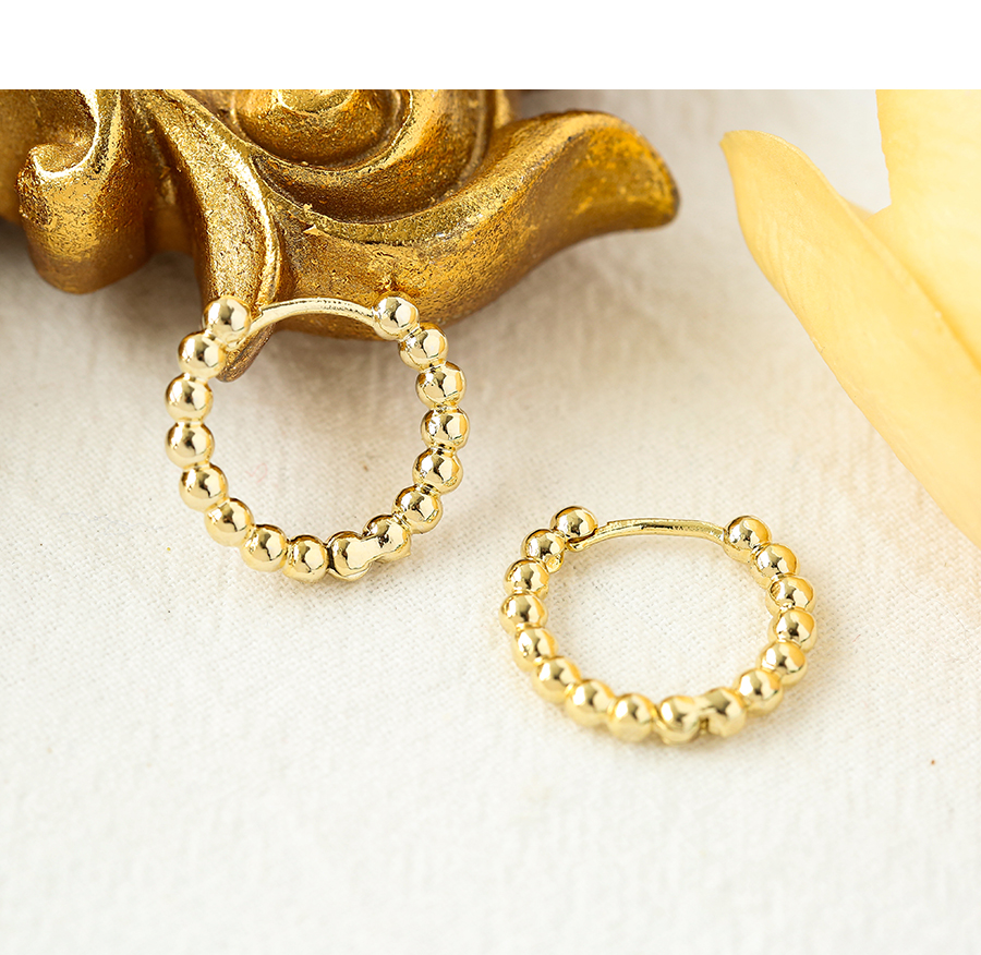 Fashion Gold Copper Round Bead Earrings,Earrings