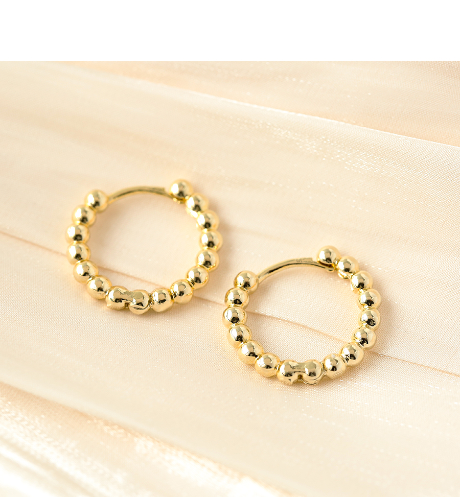 Fashion Gold Copper Round Bead Earrings,Earrings