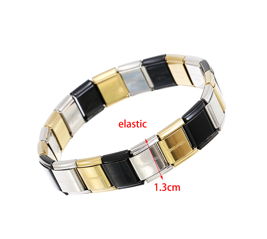 Fashion Silver Black Stainless Steel Strap Geometric Bracelet,Bracelets