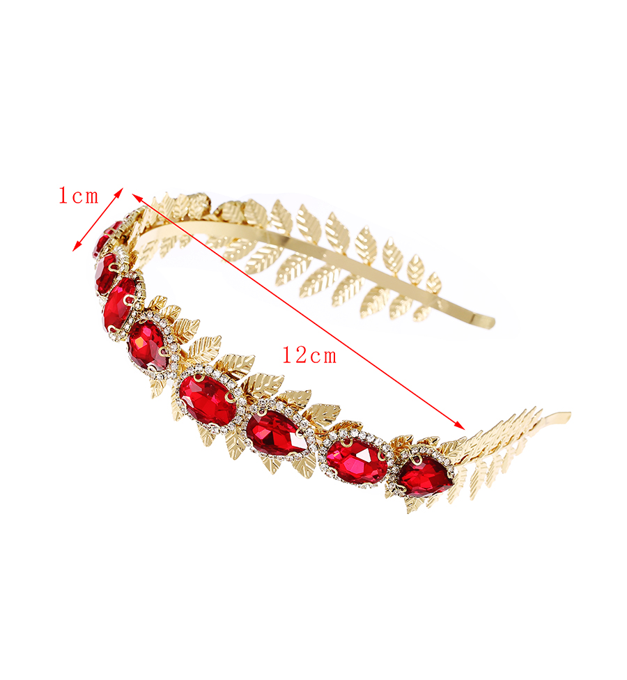 Fashion Red Alloy Diamond Leaf Headband,Rings
