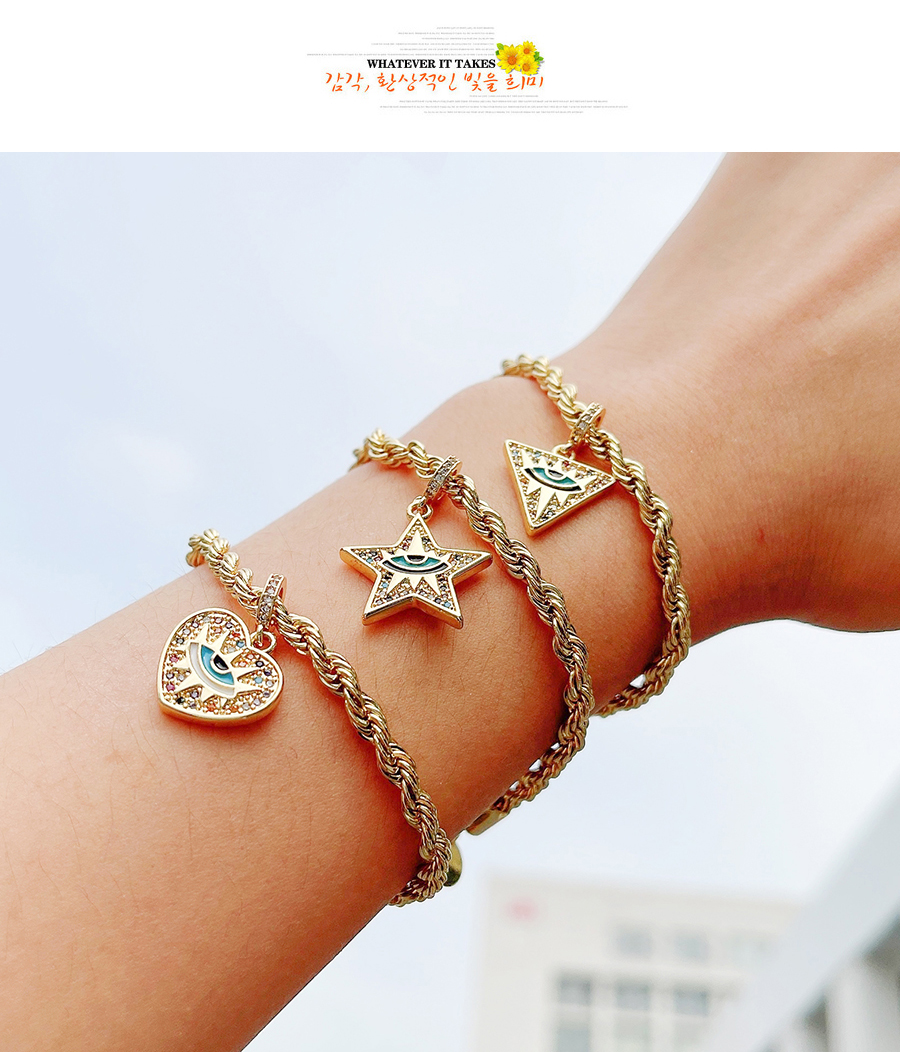 Fashion Gold Copper Inlaid Zirconium Triangle Eye Twist Chain Bracelet,Bracelets