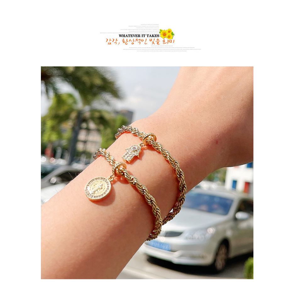 Fashion Gold Copper Inlaid Zirconium Palm Twist Chain Bracelet,Bracelets