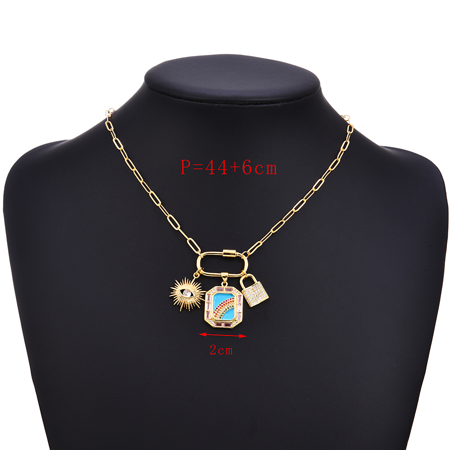 Fashion Gold Copper Inlaid Zirconium Eye Irregular Pin Buckle Necklace,Necklaces