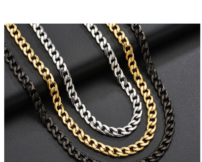 Fashion Steel Color 9.0mm*50cm Stainless Steel Flat Chain Necklace,Necklaces