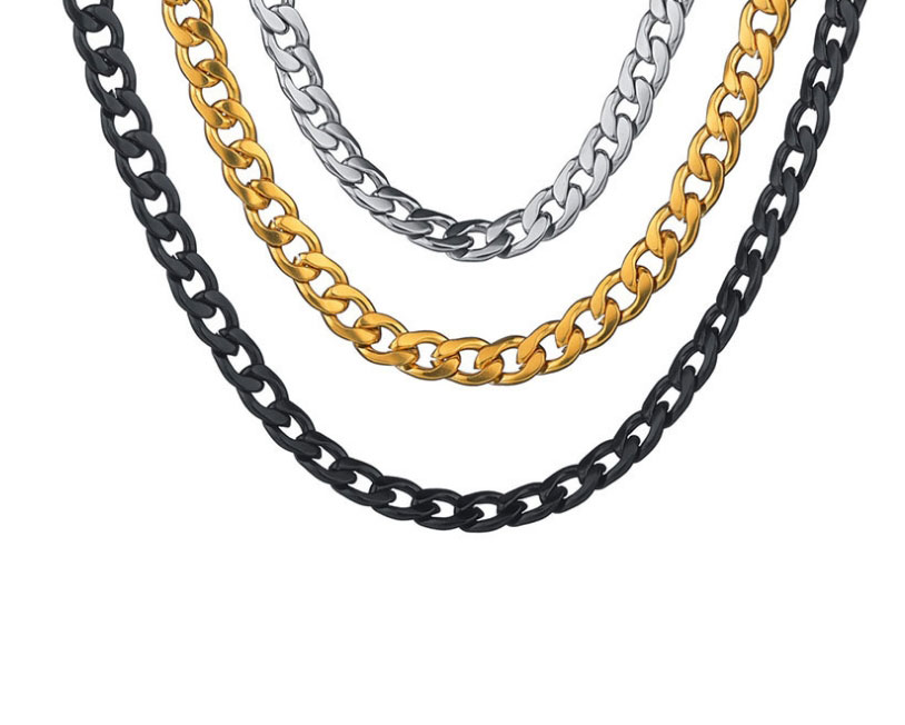 Fashion Steel Color 5.0mm*55cm Stainless Steel Flat Chain Necklace,Necklaces