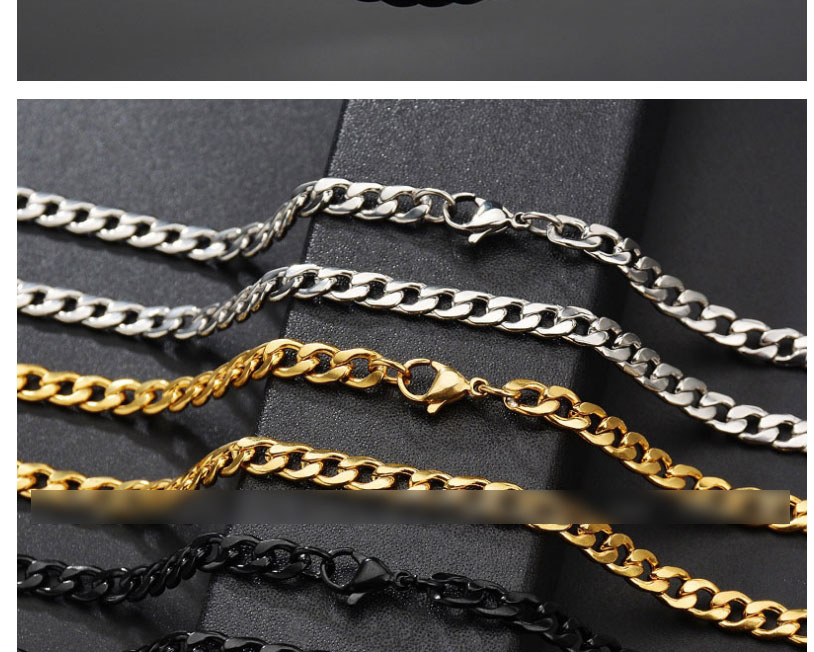 Fashion Steel Color 13.5mm*55cm Stainless Steel Flat Chain Necklace,Necklaces