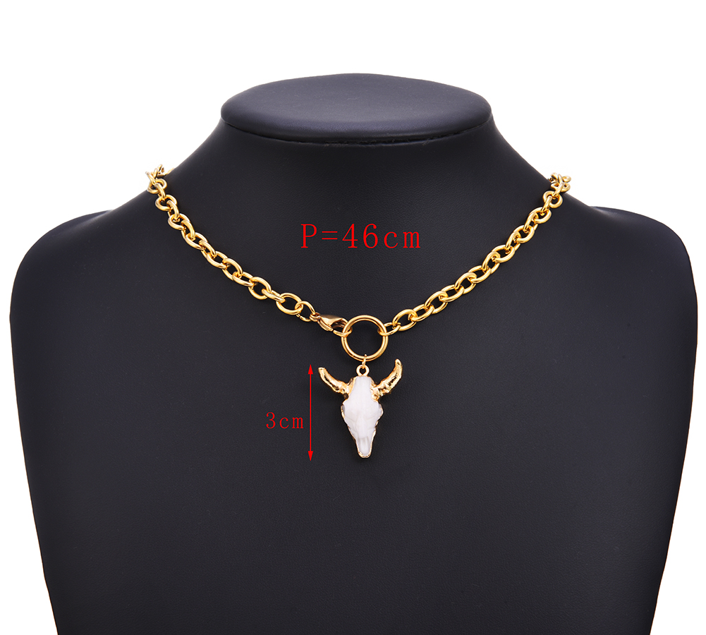 Fashion Black Titanium Steel Thick Chain Bull Head Necklace,Necklaces