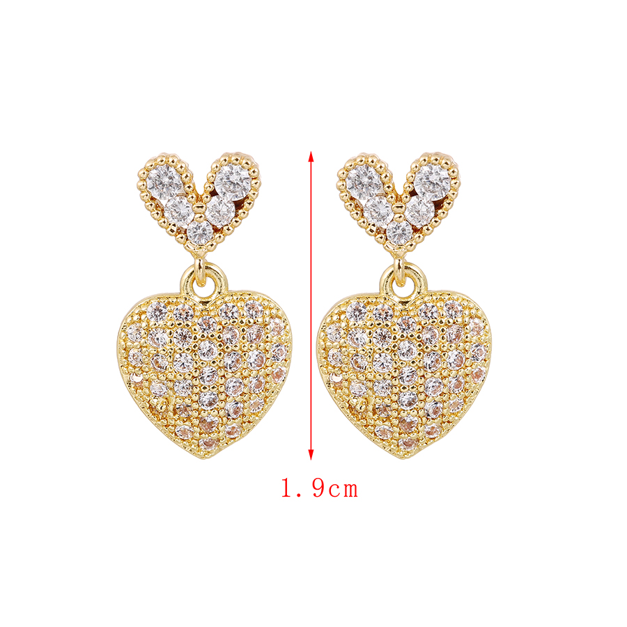 Fashion Golden-2 Copper Inlaid Zirconium Heart Earrings,Earrings